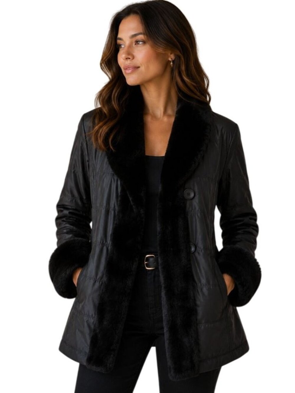 Chosen Couture Collection Vintage Black Reversible Quilted Jacket Y2K - Size S - Picture 1 of 8